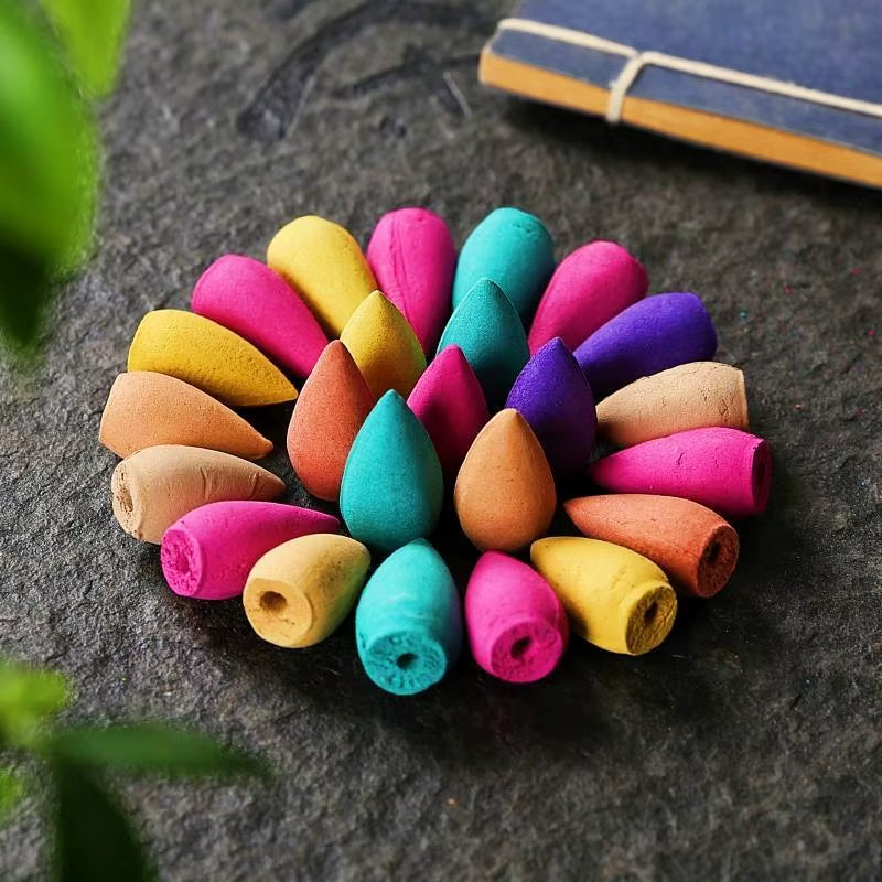FY 20Pcs/Bag 2.7Cm Natural Cone Fragrance Reflux Tower Incense for Backflow Burner Yoga Meditation Aromatherapy Home Fragrance