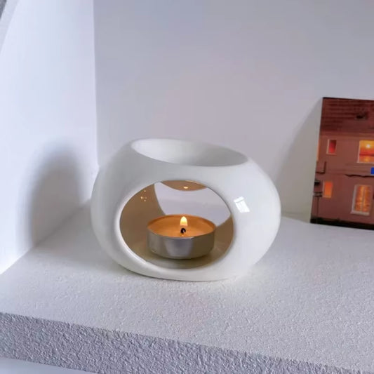 Simple Black Candle Heating Holder Ceramics Essential Oil Reed Diffuser Furnace Household Spa Aromatherapy Incense Burner