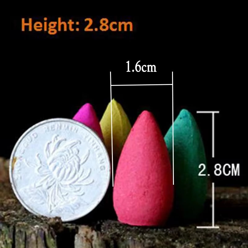 FY 20Pcs/Bag 2.7Cm Natural Cone Fragrance Reflux Tower Incense for Backflow Burner Yoga Meditation Aromatherapy Home Fragrance